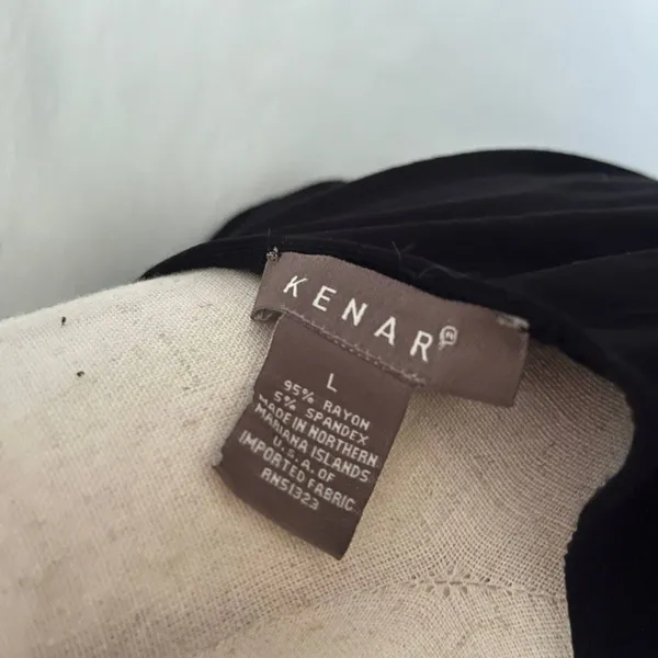 Kenarr Faux Wrap Knit Womens Top Sz L Y2K Minimal Black V-Neck Long Sleeve= - Image 11