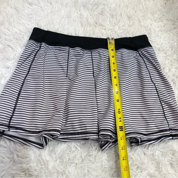 Kyodan Striped Pleated‎ Athletic Skort Skirt Black White Large - Image 8