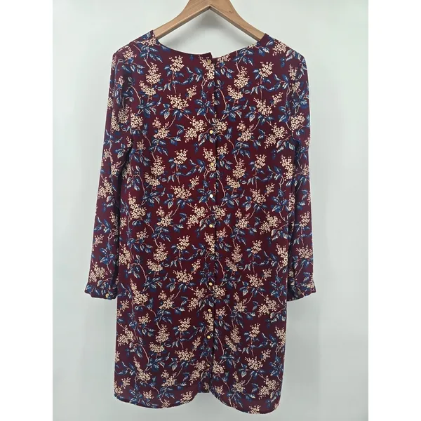 Madewell Dress Womens S Shift‎ Burgundy Floral Long Sleeve Button Back EUC - Image 3