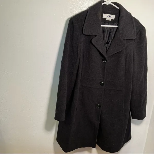 Anne Klein Sport Women's Size XL Peacoat Dark Charcoal Gray Button Down Pockets - Image 2