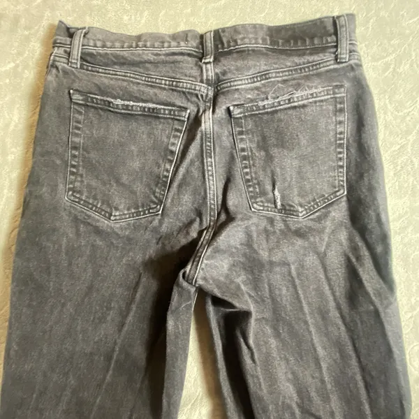 Abercrombie & Fitch 90s Straight Jeans‎ Womens 12/31 Ultra High Rise Rips Fringe - Image 4