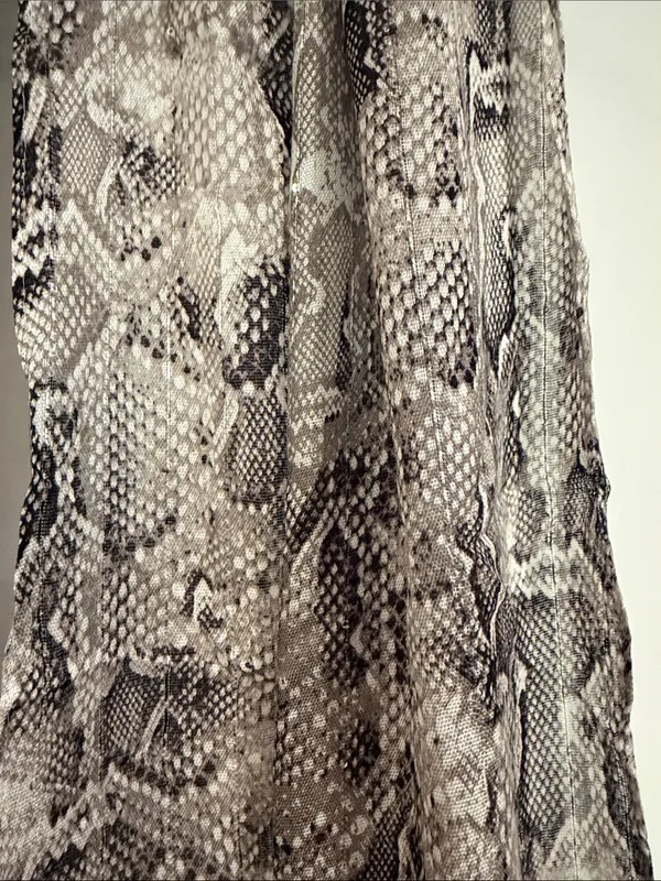 Lightweight Snake-Print Scarf in Black and Cream - Image 2