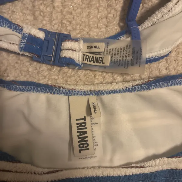 Triangl terry cloth blue and white striped bikini - Image 3