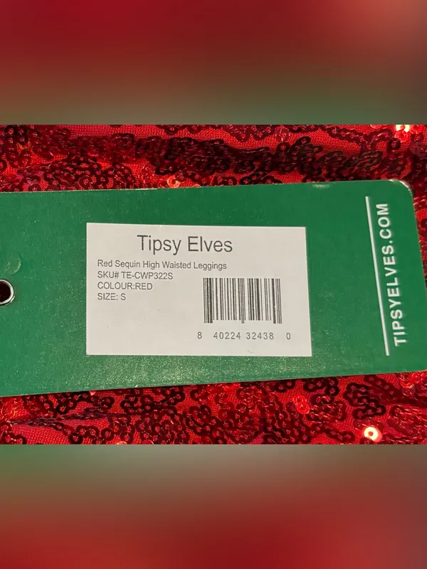 NWT Tipsy Elves High Waisted Red Sequin Pants Fully Lined Christmas - Image 6
