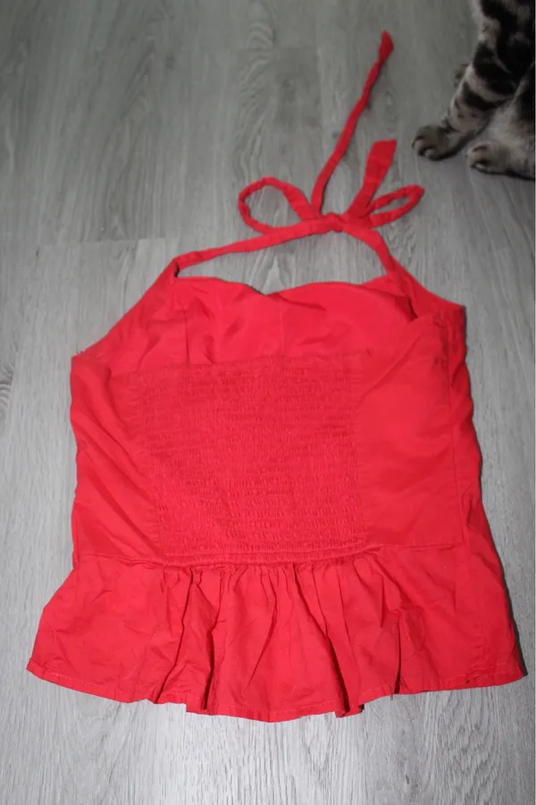 Hollister Cherry Red Pleated Halter Top - Image 2