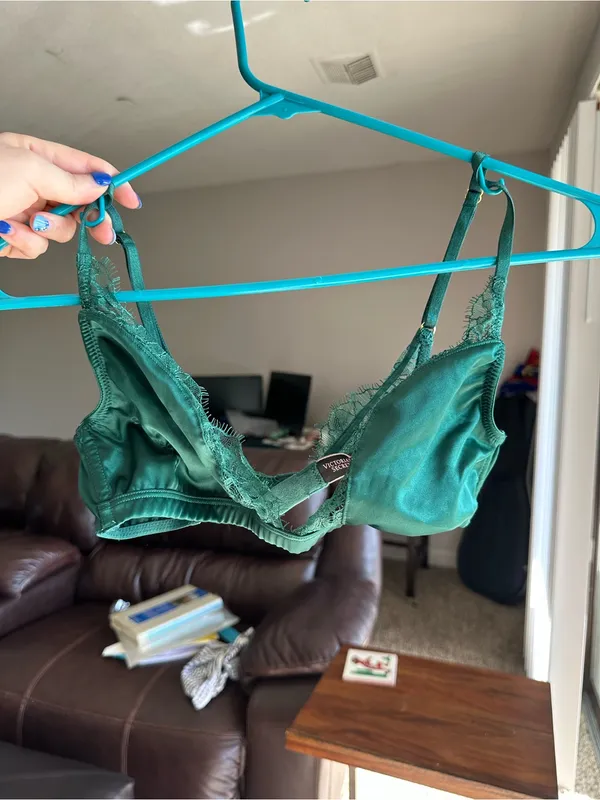 Victoria's Secret Satin & Lace Bralette in Emerald Green - Image 3