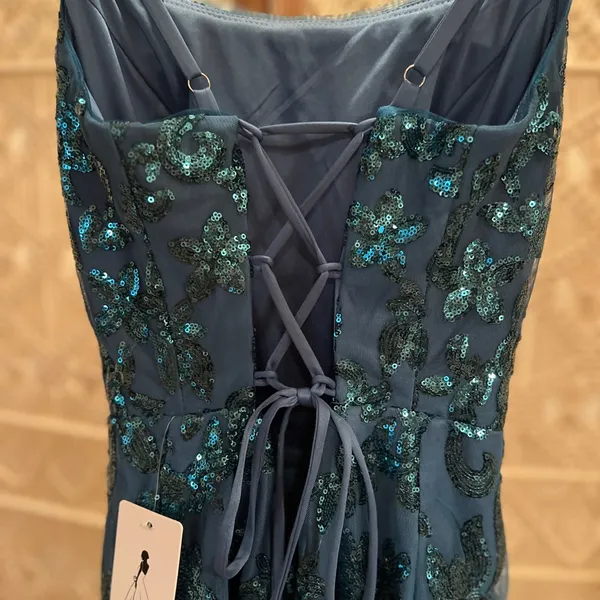 Elegant Teal Sequin Mini Dress - Image 7