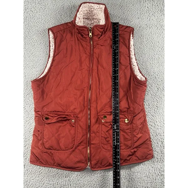 Love‎ Tree Vest Women Reversible Quilted Fleece Sherpa Full Zip - Image 4