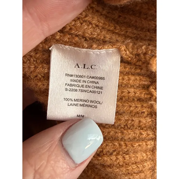 ALC Frank Peters Boxy Fit Merino Wool Rib-Knit Cardigan size medium - Image 3