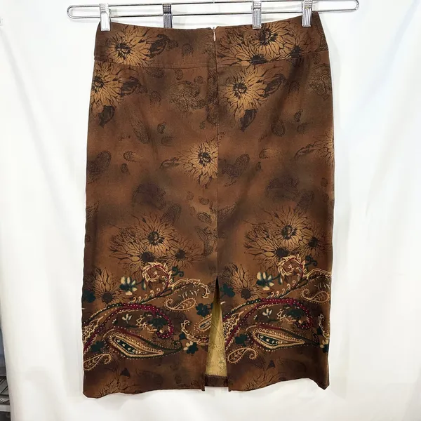 Requirements Size 12 Midi Skirt Brown Paisley Western Country Boho Witchy 1101 - Image 2