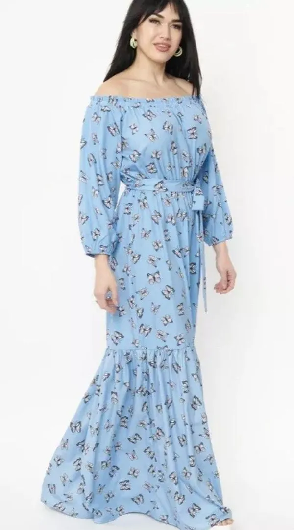 Unique Vintage Blue & Butterflies PLUS SIZE Sweet Escape Maxi Dress NWT | 2XL - Image 6