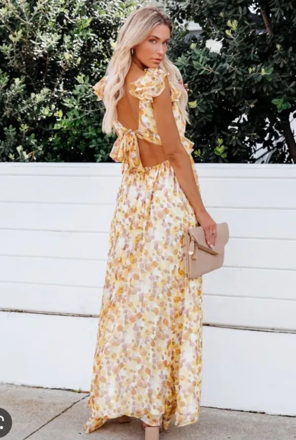 NWT Vici Aakaa yellow floral maxi dress. Size Medium - Image 5