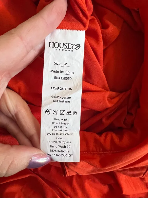 House of CB Ischia Orange Cutout Plunge Backless Maxi Dress M Goddess Resort - Image 8