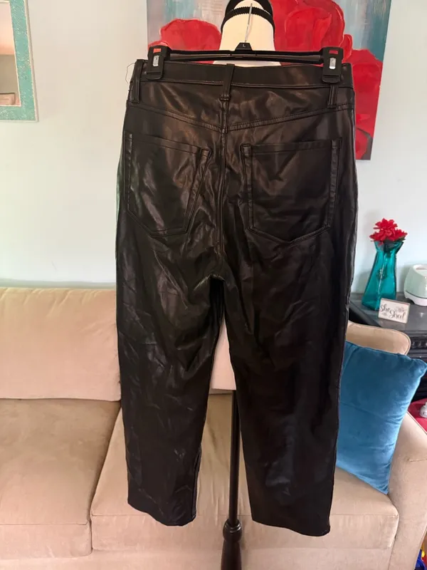 Abercrombie & Fitch Vegan Leather Pants Women's 28 6 Short Straight High Rise - Image 2