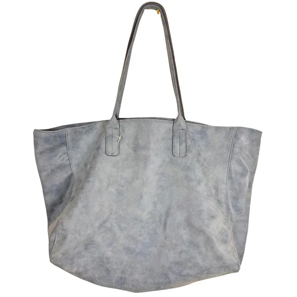 Saks Fifth Avenue Lg Dusty Blue Faux Suede Tote Shoulder Bag Minimalist Commuter - Image 2