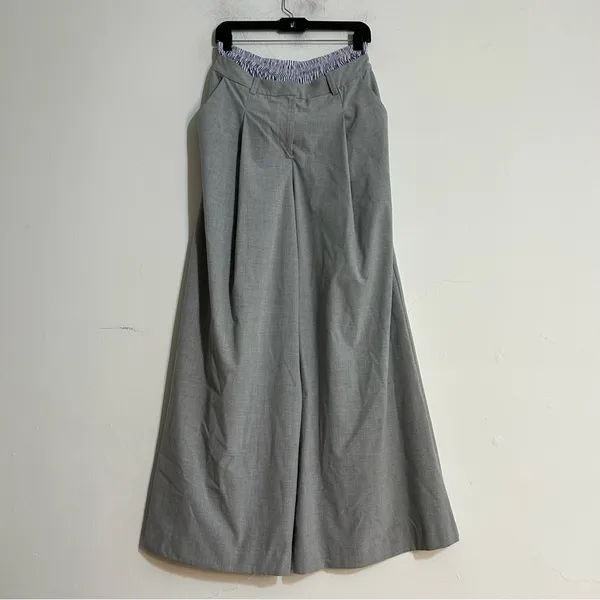 Anthropologie Maeve Boxer Detail Pleated Trouser Wide Leg Pants Grey Small - Image 2