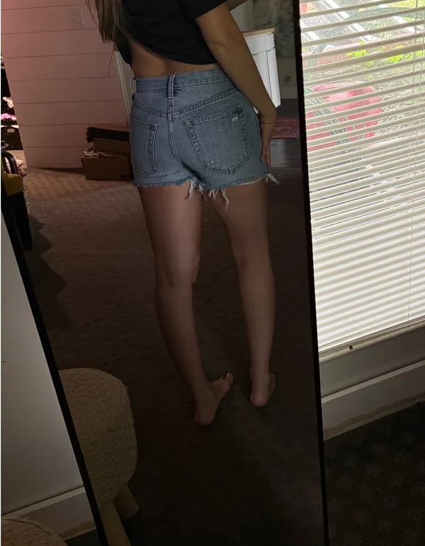 We The Free Light Blue Distressed Denim Shorts - Image 2
