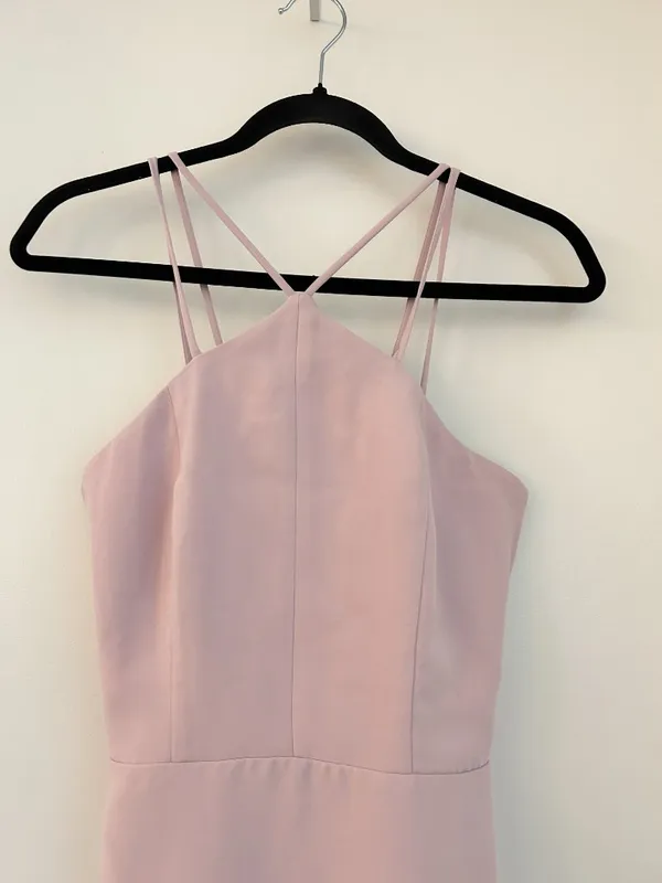 Amanda Uprichard Odean Asymmetrical Baby Pink Purple Cocktail Mini Dress Size S - Image 3