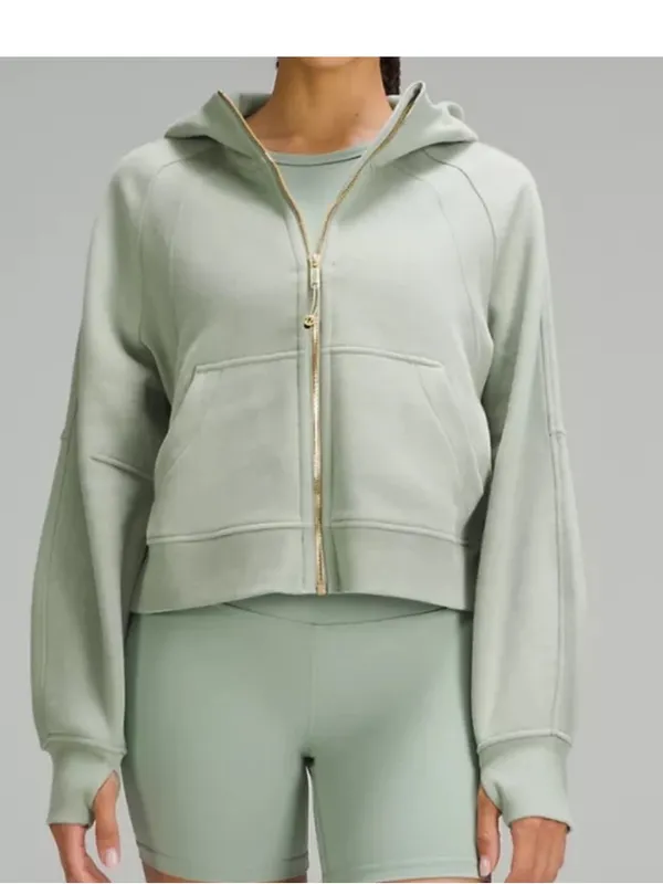 Lululemon Oversized Full-Zip Hoodie Scuba size xs/s in green/gold - Image 2