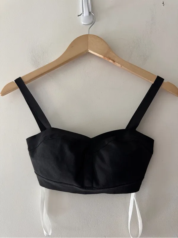 Superdown Black Bandage Crop Top Sweetheart Neckline - Image 2