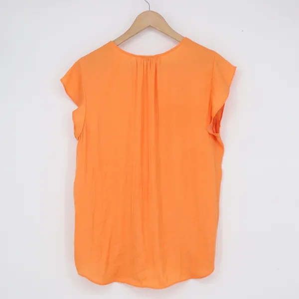 Maison d'Amélie Orange Cap Sleeve V-Neck Henley Blouse Size L - Image 5