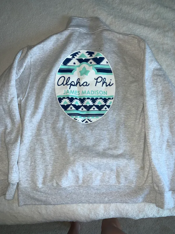 Alpha Phi Quarter Zip Gray Size L - Image 2