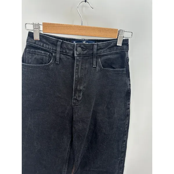 Hollister Jeans Women 0 REGULAR Black Ultra High Rise Dad Cotton Blend Denim‎ - Image 4