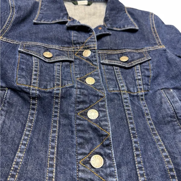 💙 J.Crew Classic Dark‎ Wash Denim Jean Jacket XS 🧵 - Image 4