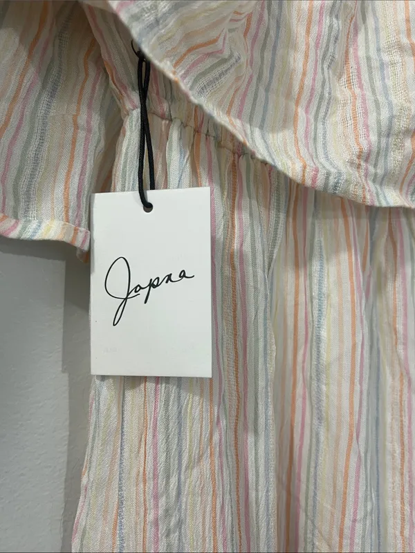 Japna Off-Shoulder Stripe Jumpsuit in Pastel Multi - Image 7