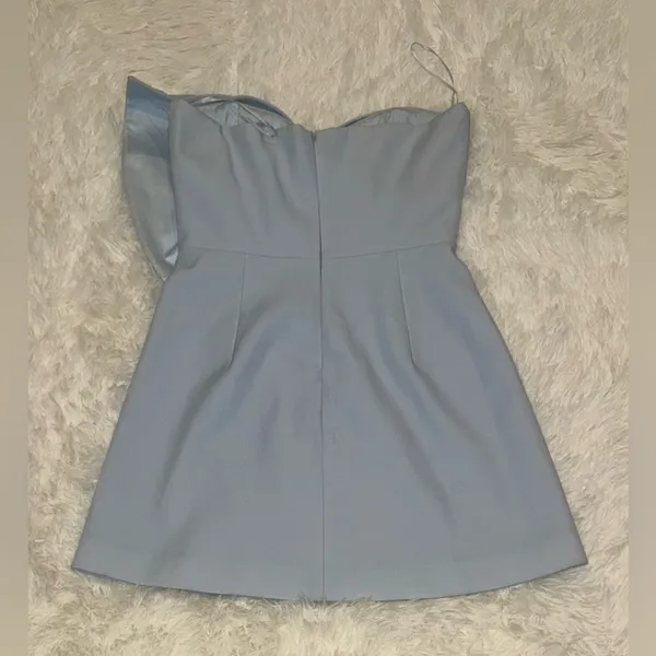 NEW SAU LEE Elly Asymmetric Bow Sleeveless Mini Dress Pastel Blue sz 10 - Image 5