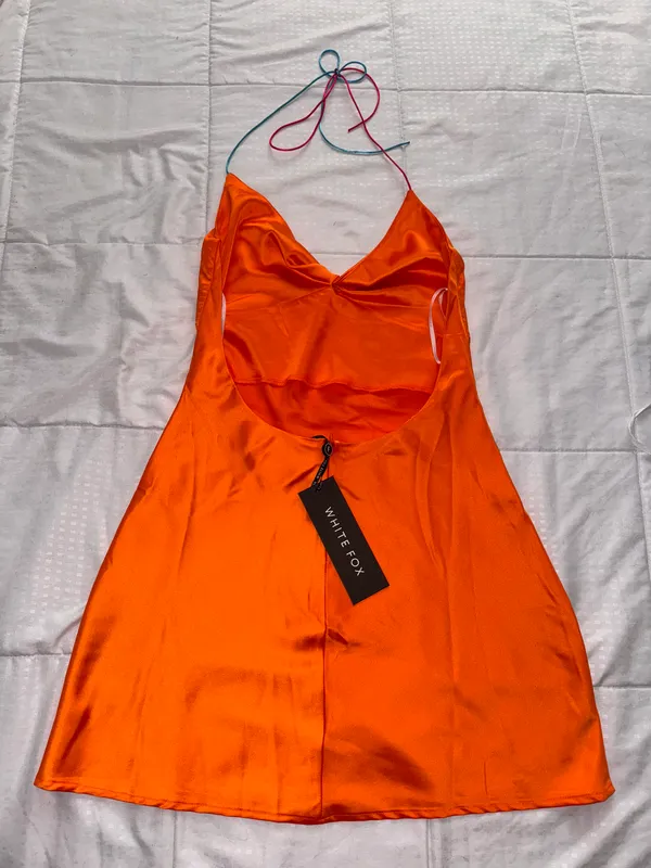 White Fox Mini Orange Dress - Image 2