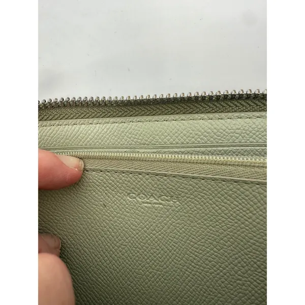 Coach Accordion Zip Wallet Women Sage Green‎ Leather Saffiano Textured Logo - Image 9
