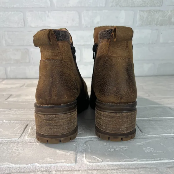 Bullboxer Dorian Ankle Boots Womens 10 Brown Leather Chelsea Wedge Zipper Grunge - Image 4