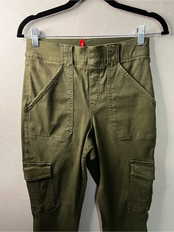 Spanx Stretch Twill Shaping Sage Green Utility Cargo Ankle Pants - Image 3