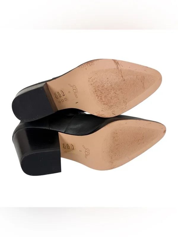 J. Crew Black Leather Point‎ Toe Heeled Chelsea Western Ankle Boots Size 8 - Image 10