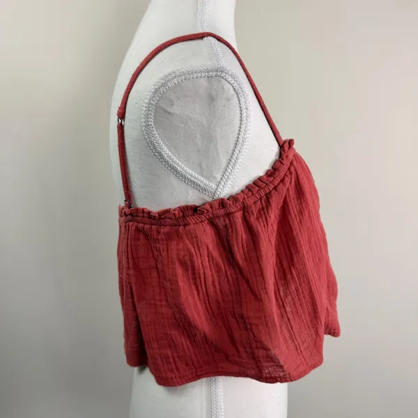VTG.‎ Abercrombie & Fitch Womens Medium Rust Gauze Eyelet Lace Crop Cami NEW - Image 2