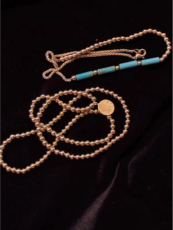Boho Layered Gold Beaded Necklace Set - Image 2