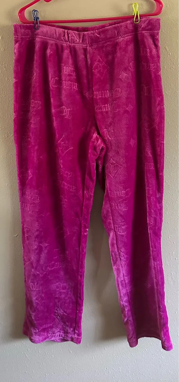 Juicy Couture Velour Tracksuit Set Pink Hoodie & Pants XL Women - Image 3