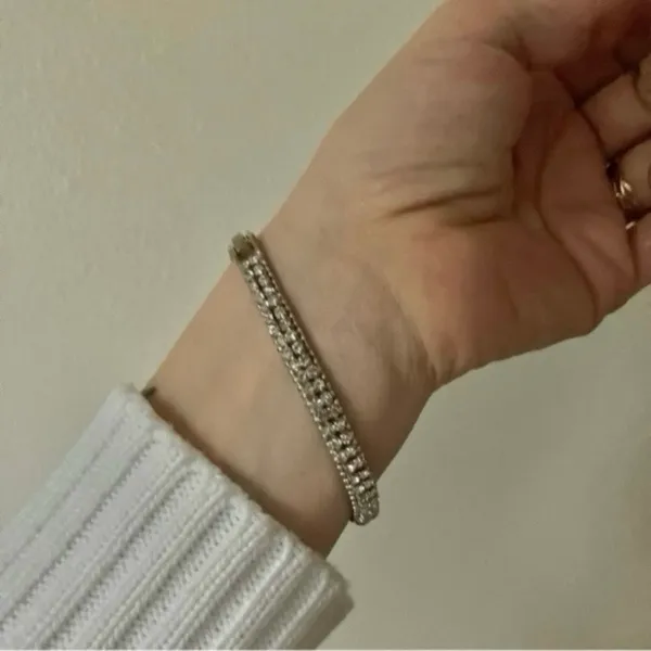 Tennis Bracelet Vintage “Renata” Rhinestone Silver Tone Tennis Prep Chic Elegant - Image 10