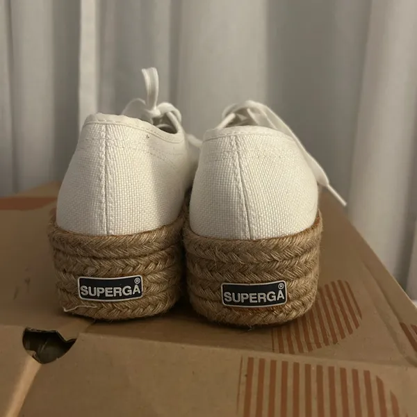 Superga White Canvas Platform Espadrilles - Image 2