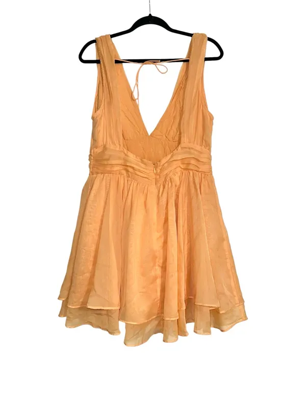 Abercrombie & Fitch Peach V-Neck Tiered Fit and Flare Mini Dress LARGE - Image 3