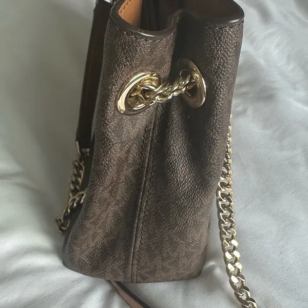 Michael Kors mini Dark Brown Shoulder Bag with Gold Chain - Image 9