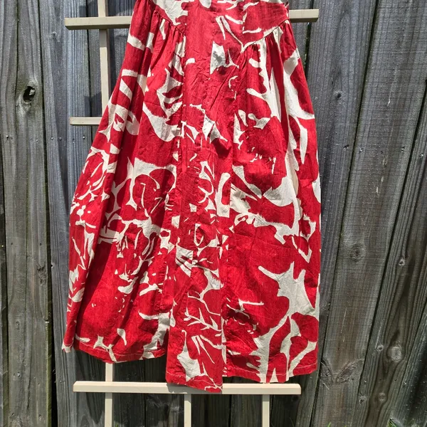 Red and white Print Cotton Strappy Dress Fit And Flare M - Image 4