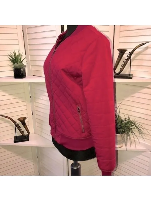 RVCA Bomber jacket oversized burgundy quilted tapestry cotton 90's Y2K grunge punk XS - Image 5