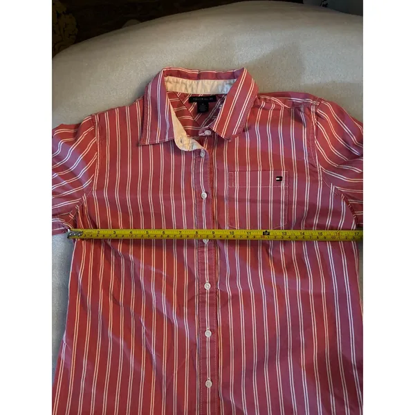 Tommy Hilfiger Red/White Striped Button Down Shirt M Classic Preppy Cherrygirl - Image 6