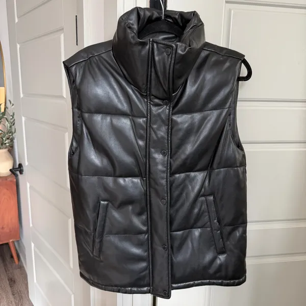 Abercrombie & Fitch Vegan Leather Puffer Vest - Image 2