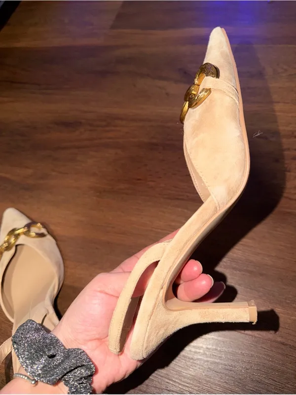 DOLCE VITA Haylee Slingback Pointed Toe Pump suede tan $140 summer 90s party - Image 9