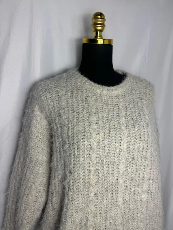 Arizona Jeans Cozy women’s Cream Textured Knit Sweater cable knit casual fall oversized medium - Image 2