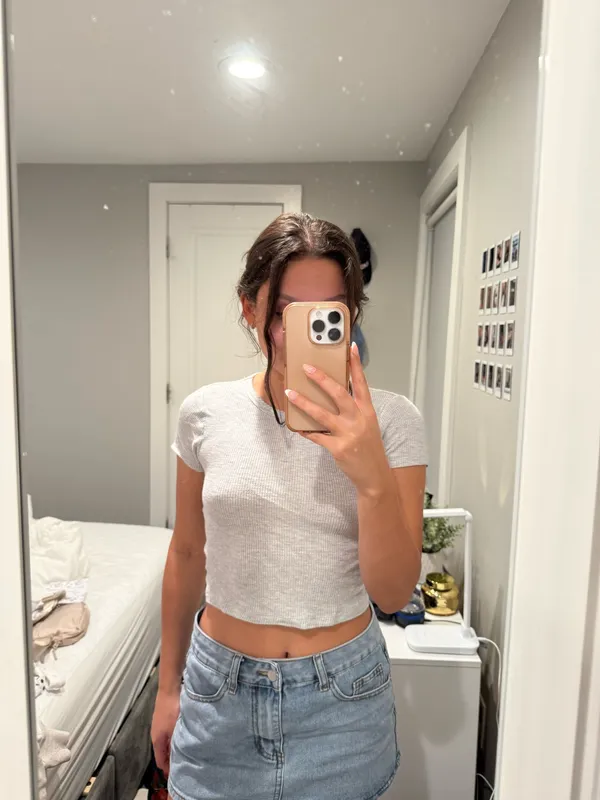Aerie Waffle Heather Grey T Shirt Xs - Image 3