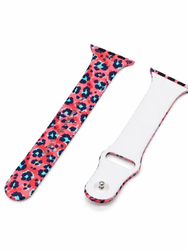 Pink Leopard Print Apple Watch Band 38mm 40mm Long Silicone Strap NWT - Image 5